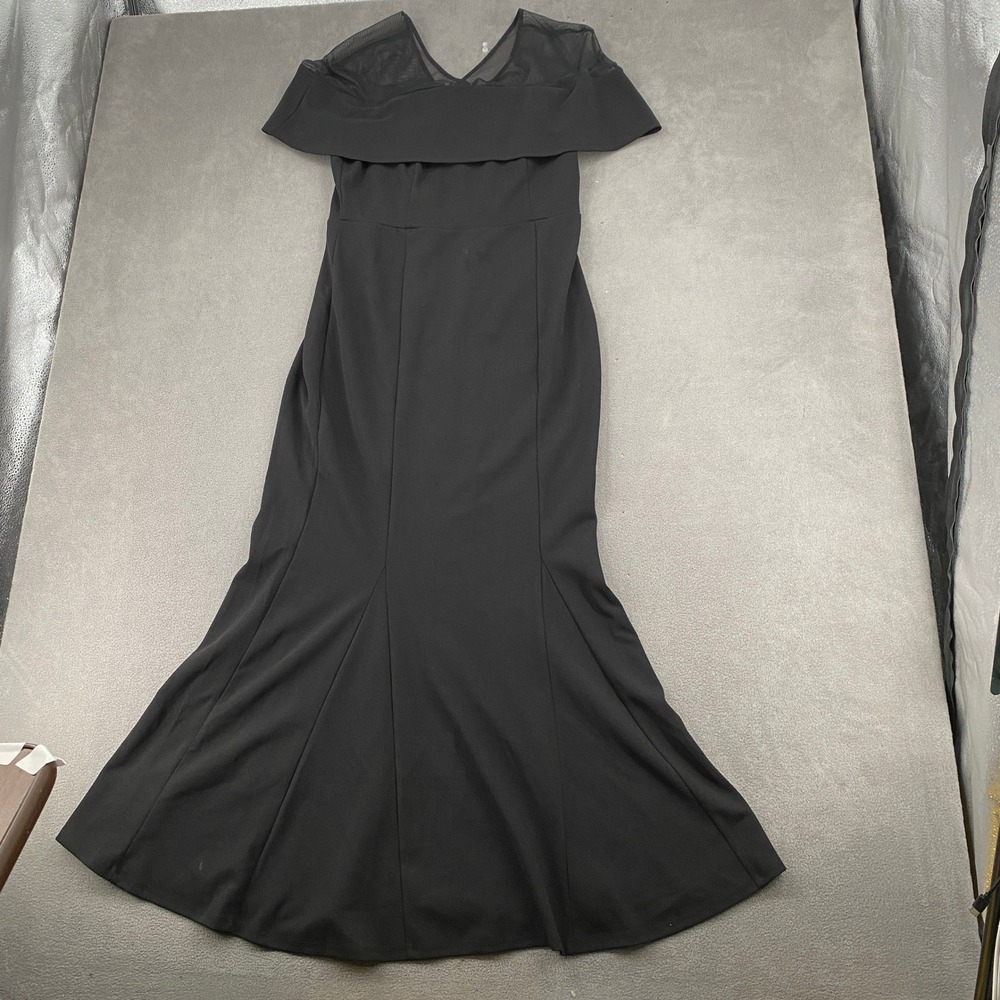 Enfocus Studio Black Mesh Off Shoulder Mermaid Gown Dress 10 51210